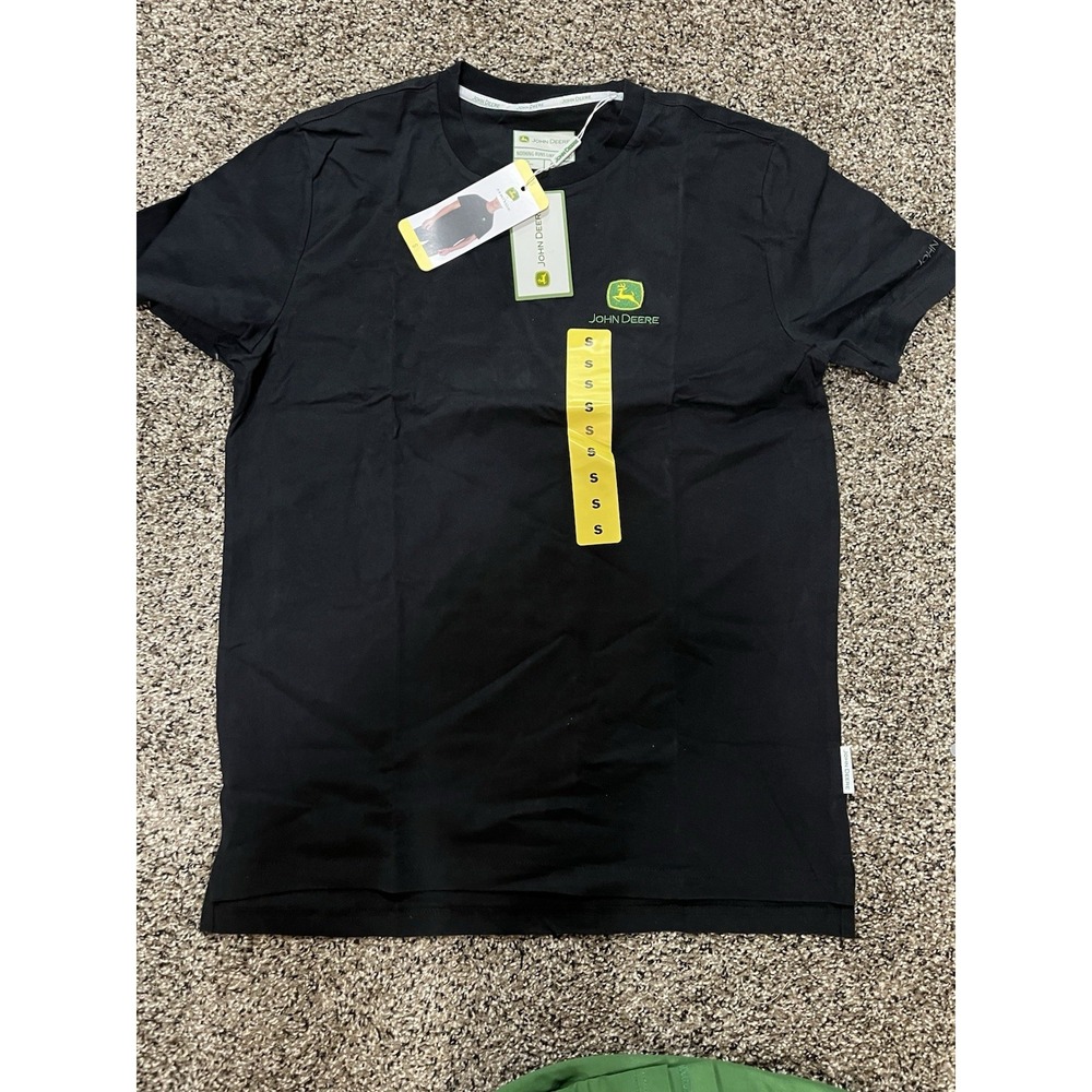 John Deere Mens Embroidered Logo Black Tee Shirt New Small